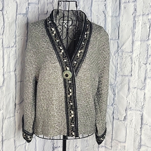 ALBERTO MAKALI Embroidered and Beaded Part Wool Jacket‎ Medium - Picture 1 of 8
